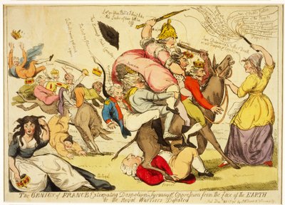 عبقرية فرنسا يستأصل الاستبداد ، الاستبداد والقمع من على وجه الأرض أو هزم المحاربون الملكيون. 1792 (النقش الملون باليد) بواسطة إسحاق كروكشانك